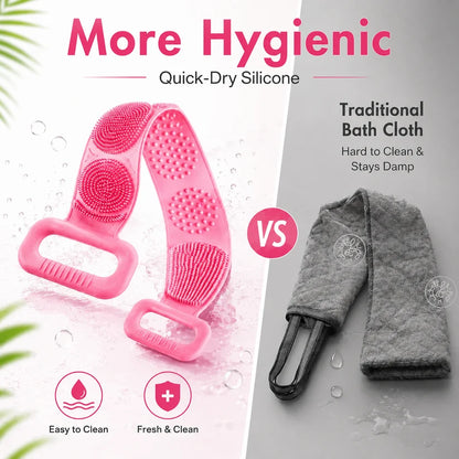 🛁 Limited-Time 49% OFF 💦 Silicone Bath Brush Double-Sided Exfoliating Back Scrubber