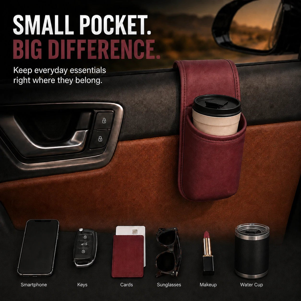 ⚡50% OFF⚡-Leather Car Door Storage Pocket | Double-Layer Car Door Organizer