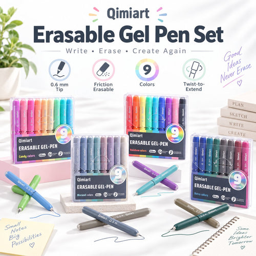 ✍️ 9-Color Erasable Gel Pen Set — 0.6mm Quick-Dry Twist Pens 🎨