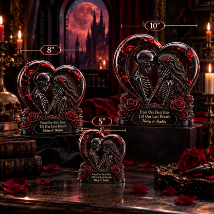 Custom Gothic Skeleton Acrylic Plaque - Personalized Halloween Decor, Anniversary Wedding Gifts For Husband And Wife, Him And Her - Unconditional Dark Love