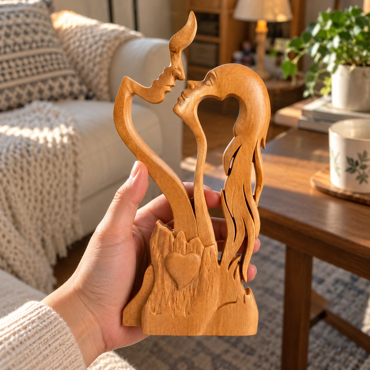 ❤️ Hand-Carved Christian Love Sculpture – A Timeless Symbol of Faith & Love, Perfect for Weddings & Anniversaries