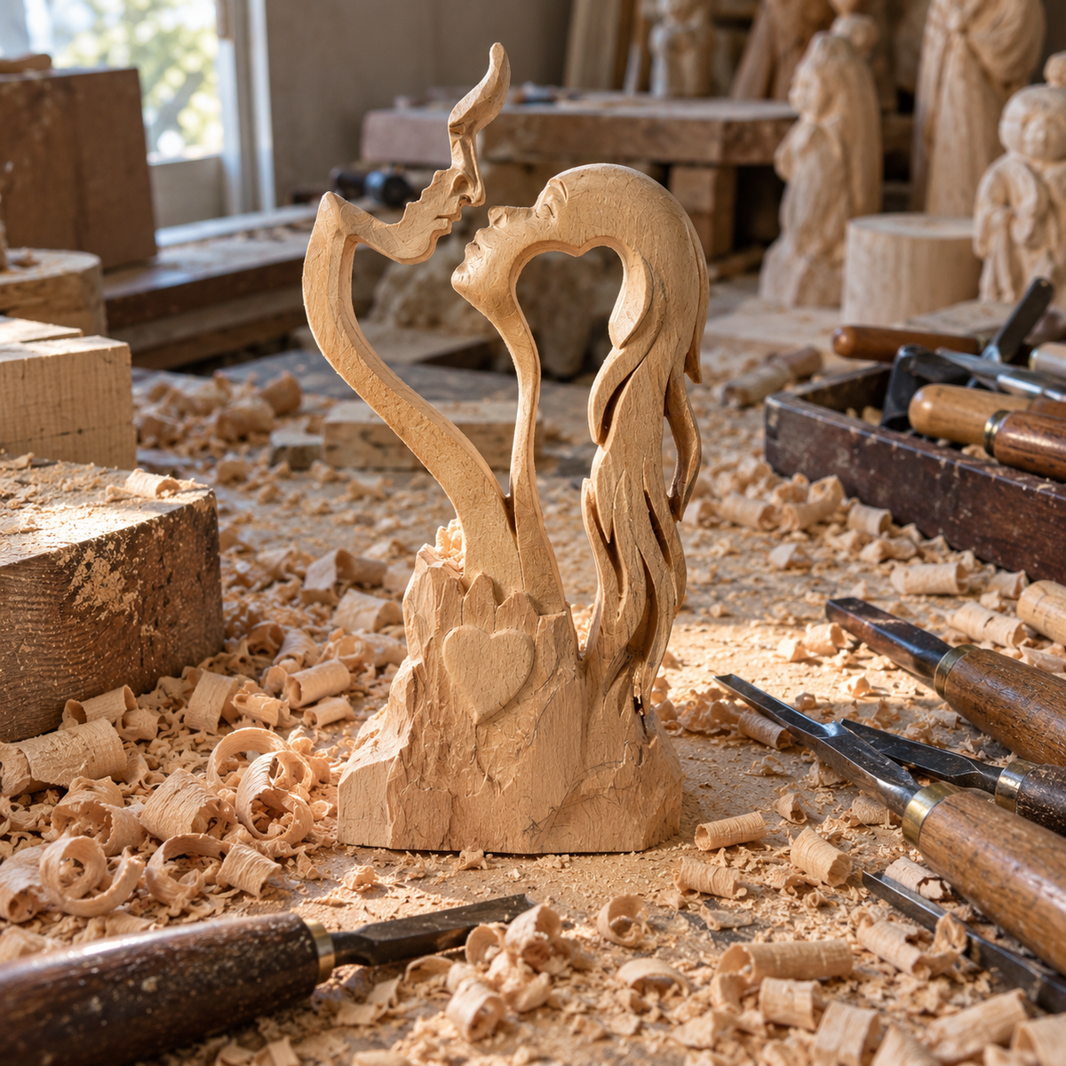 ❤️ Hand-Carved Christian Love Sculpture – A Timeless Symbol of Faith & Love, Perfect for Weddings & Anniversaries