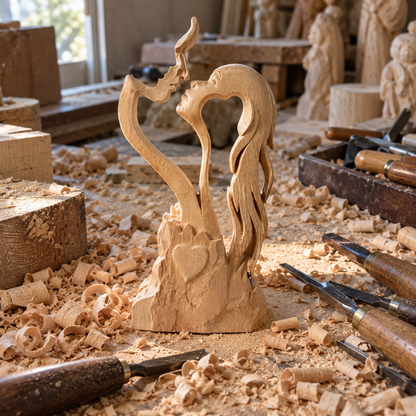 ❤️ Hand-Carved Christian Love Sculpture – A Timeless Symbol of Faith & Love, Perfect for Weddings & Anniversaries