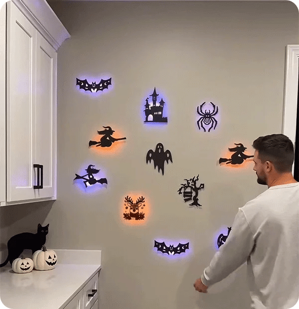 Halloween LED Silhouette Wall Lights&(8-Piece Set)