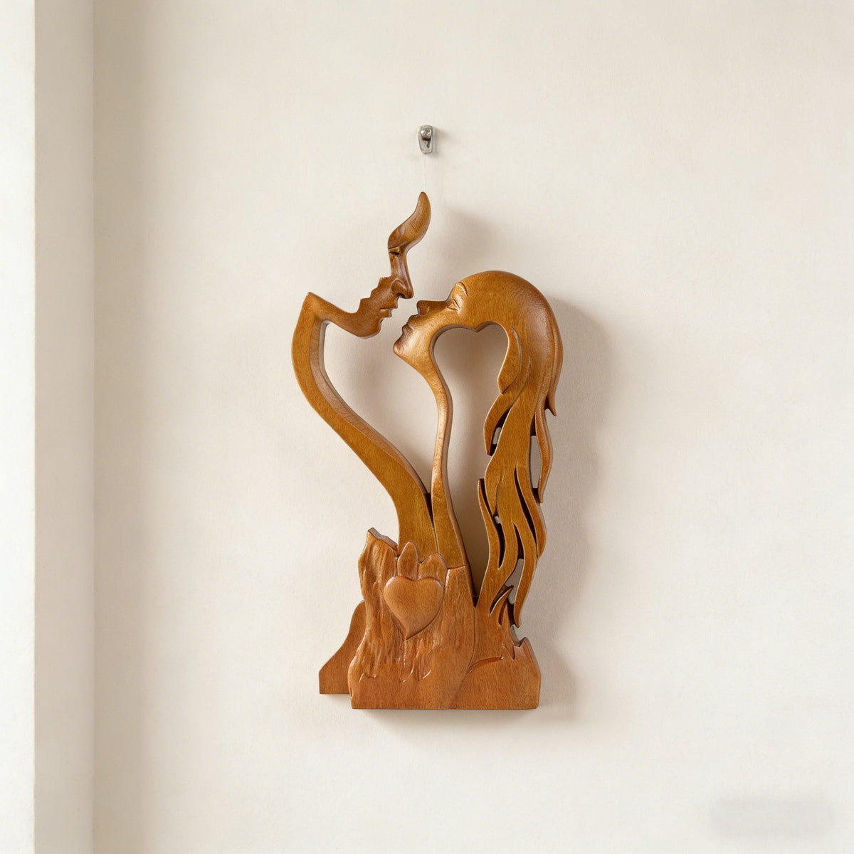 Hand-Carved Christian Love Sculpture – Wooden Couple Statue for Wedding & Anniversary Gift - product view