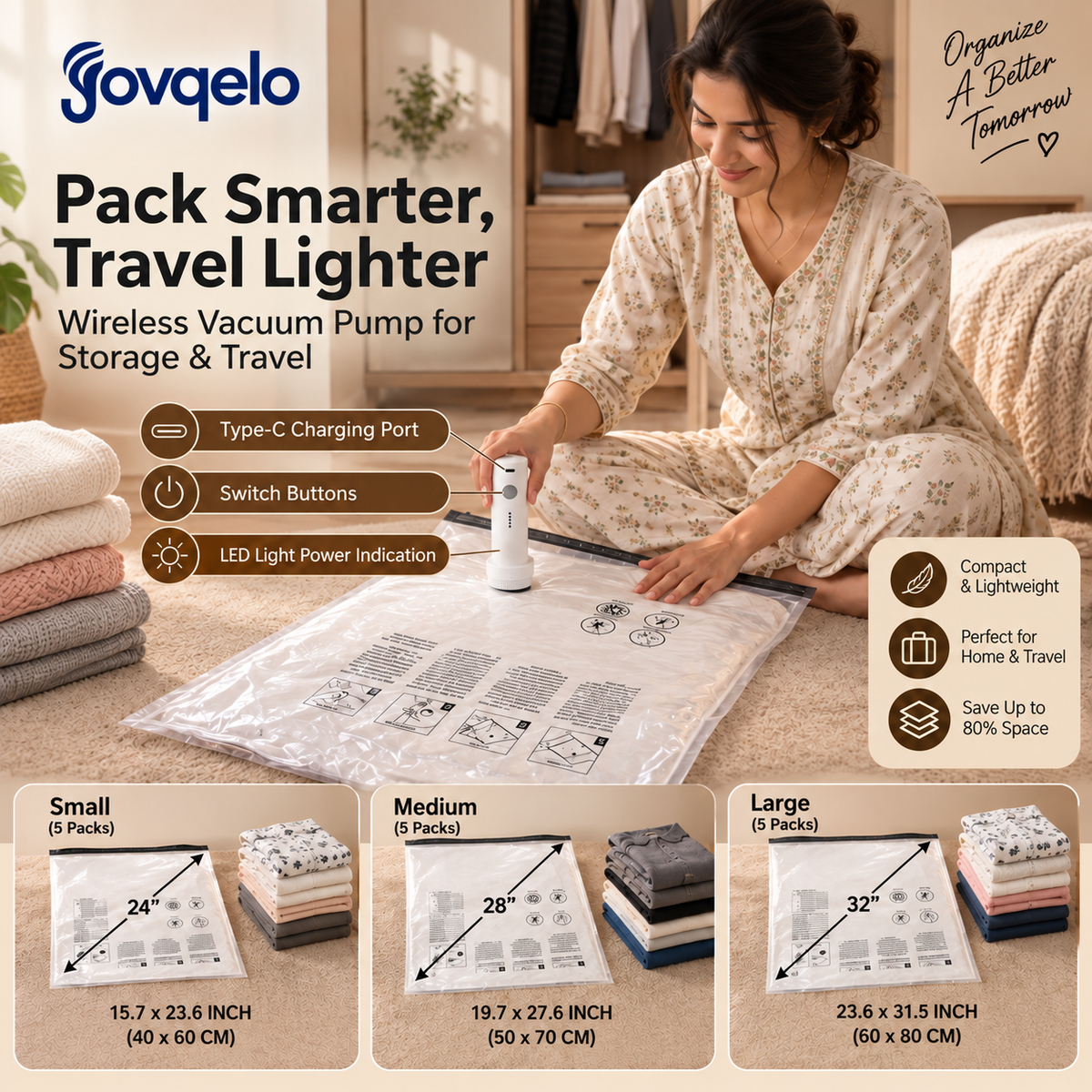 15 Vacuum Storage Bags with Air Pump