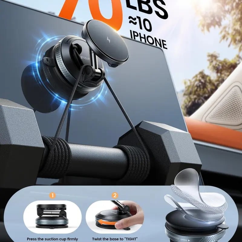 Suction Cup Dashboard Wireless Charger Magnetic Holder