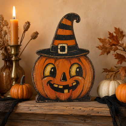 👻🔥Vintage Halloween Wooden Character Tabletop Deco