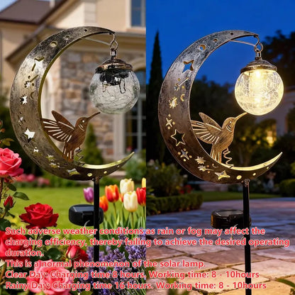 🌙✨Hummingbird Moon Solar Garden Stake Light