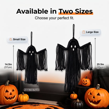 👻Handcrafted Woven Halloween Ghost Wall Decor - Cute Boho Hanging Ghost Decoration for Front Door, Porch & Indoor Home🎃