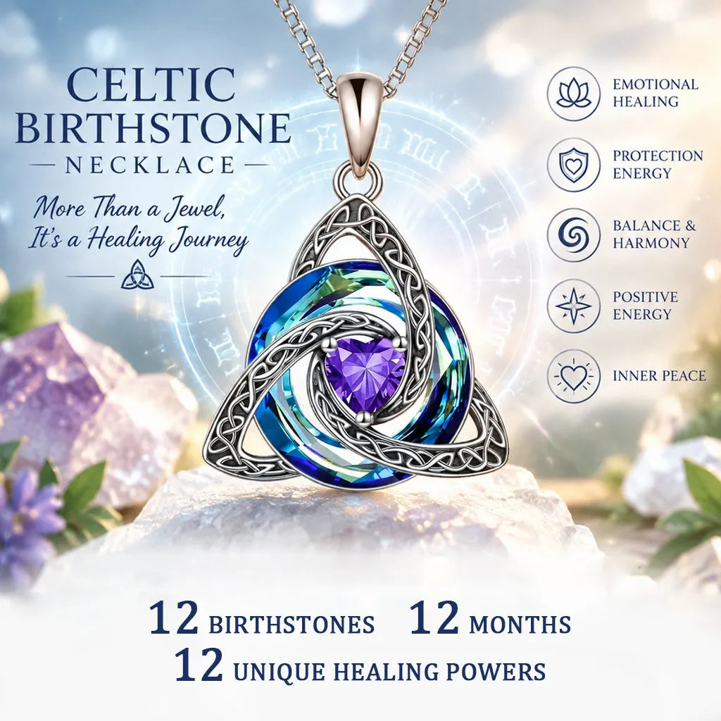 💖 Personalized Birthstone Celtic Knot Necklace for Women 🎁