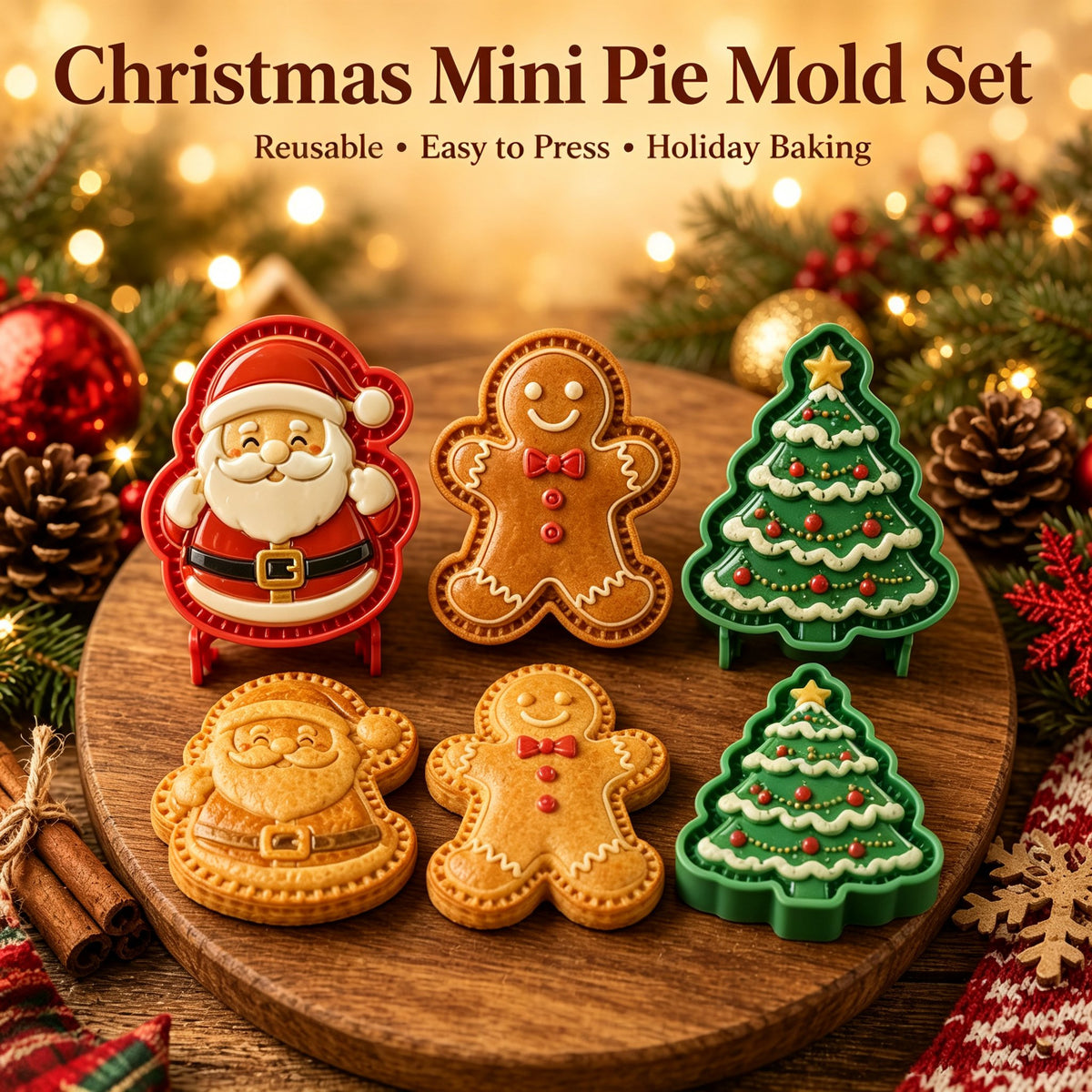 🔥Only $9.99 Last Day Promotion!✨ 🎄16-Design Christmas Mini Pie Mold Collection 🥧