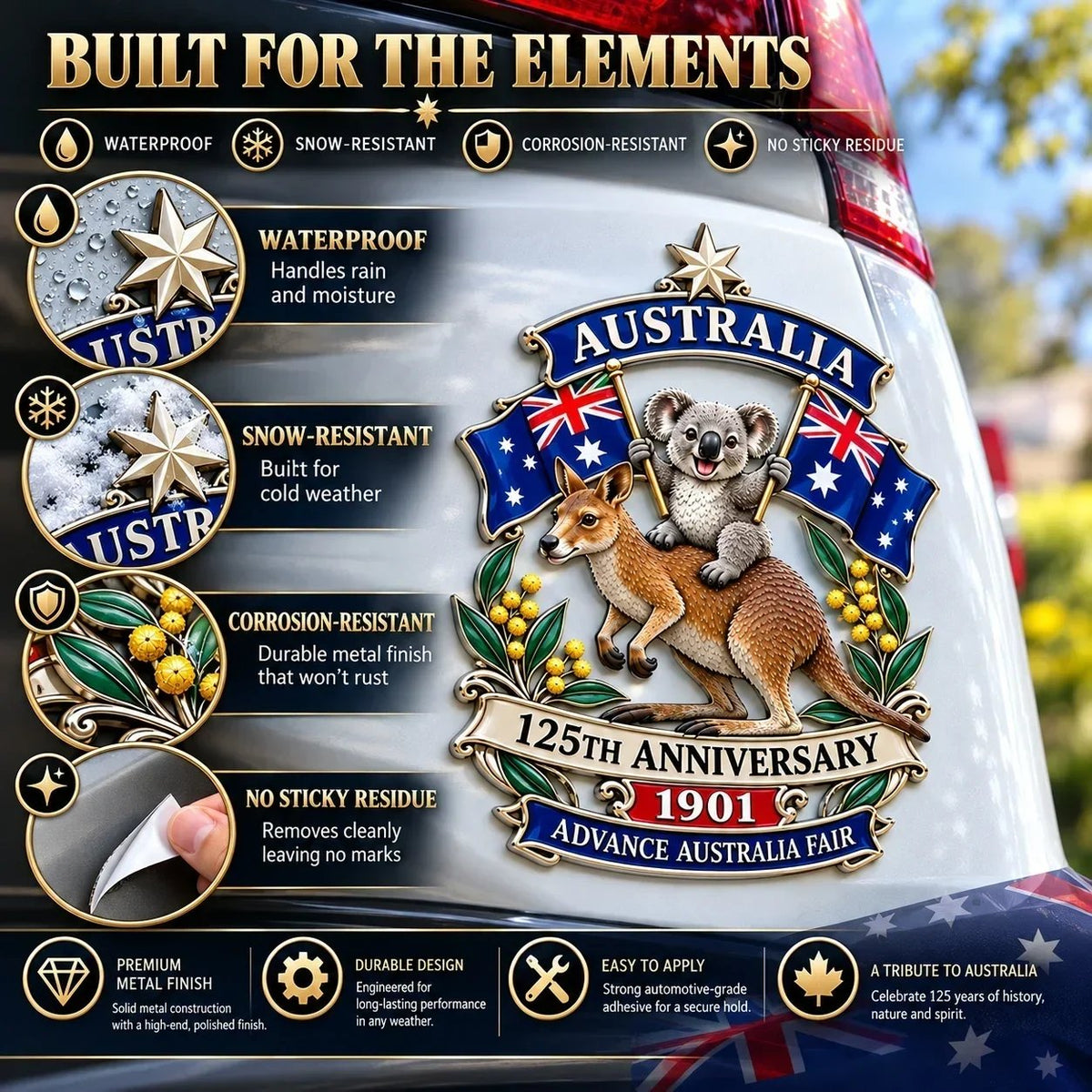 Australia 125th Anniversary Commemorative Metal Car Emblem