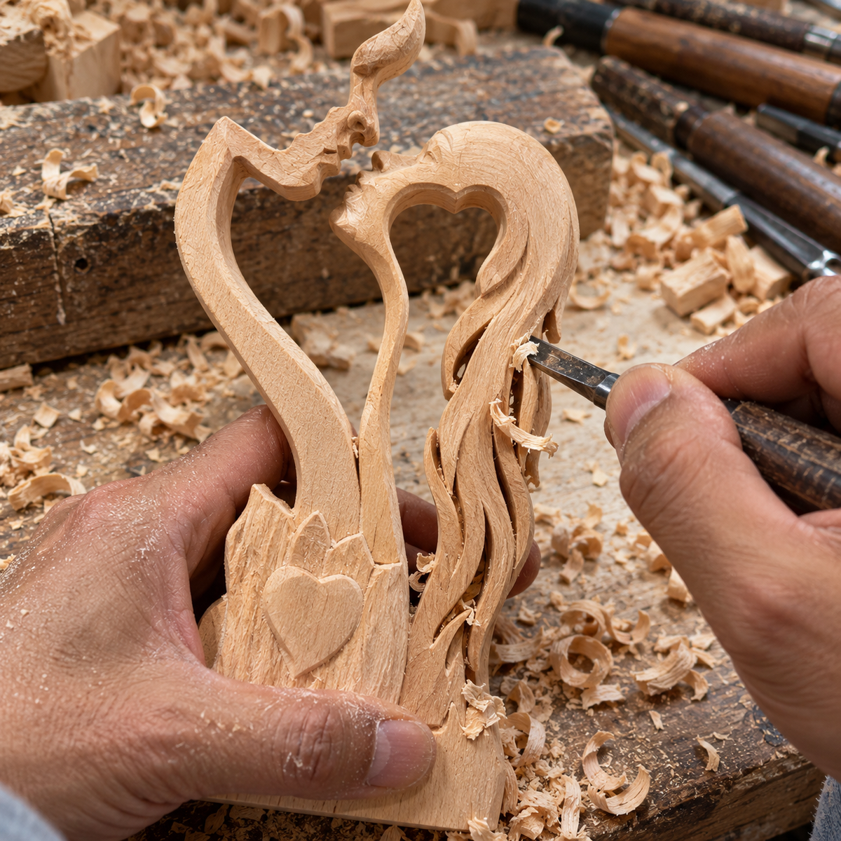 ❤️ Hand-Carved Christian Love Sculpture – A Timeless Symbol of Faith & Love, Perfect for Weddings & Anniversaries