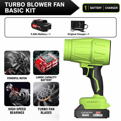 Green Blower [2000g]  [21V] 1200 Capacity, 5 Batteries, 1 Charger + Carton