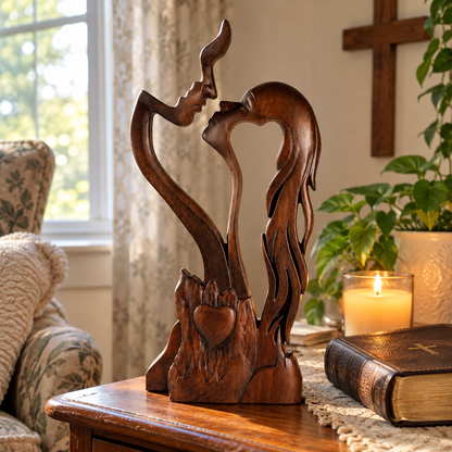 ❤️ Hand-Carved Christian Love Sculpture – A Timeless Symbol of Faith & Love, Perfect for Weddings & Anniversaries