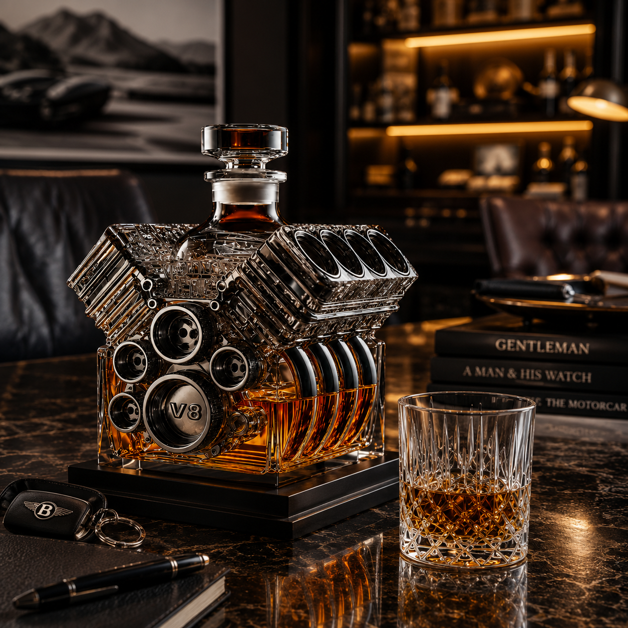 🥃 V8 Engine Whiskey Decanter