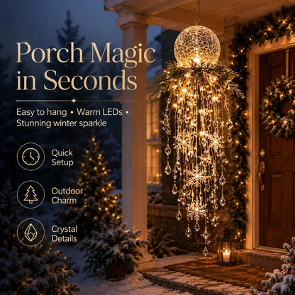 Crystal Cascade Christmas Light™ – Hängende LED-Veranda-Deko: Schneeflocke & Kristalle ✨❄️