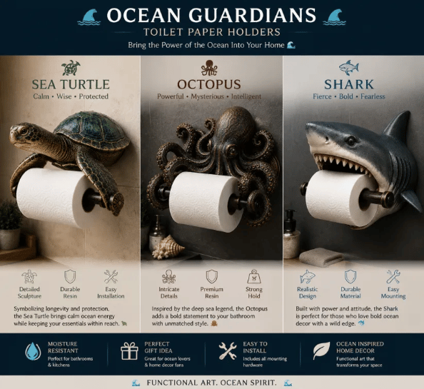 🌊 Ocean Guardians Toilet Paper Holder Series