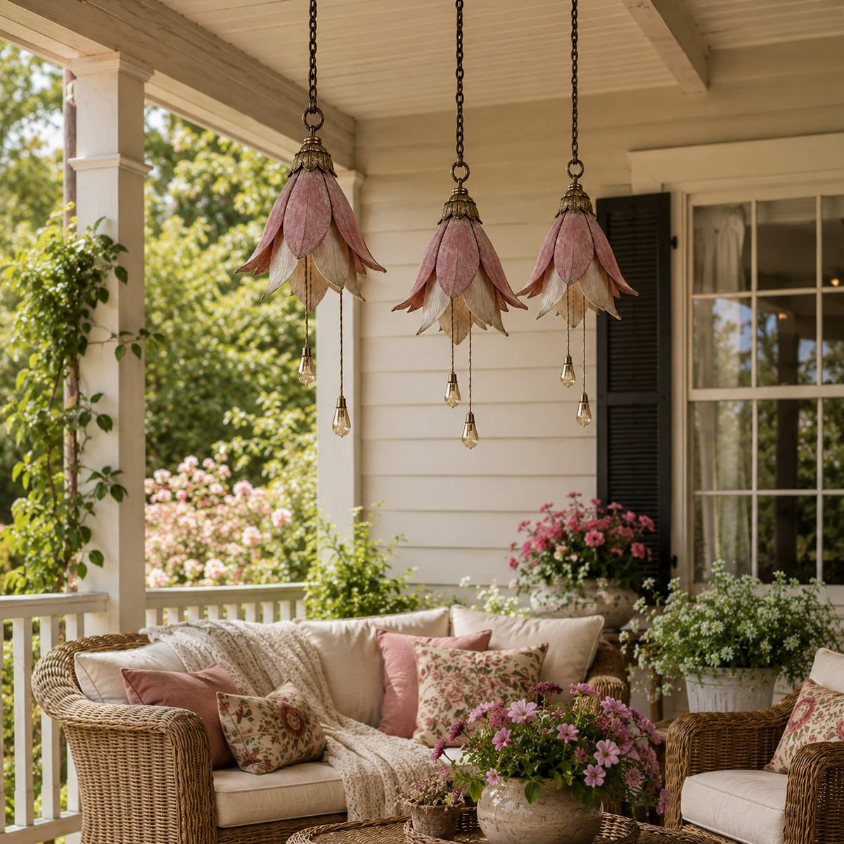 🌸✨Vintage Flower Hanging Lights – Daytime Sculpture, Nighttime Magic