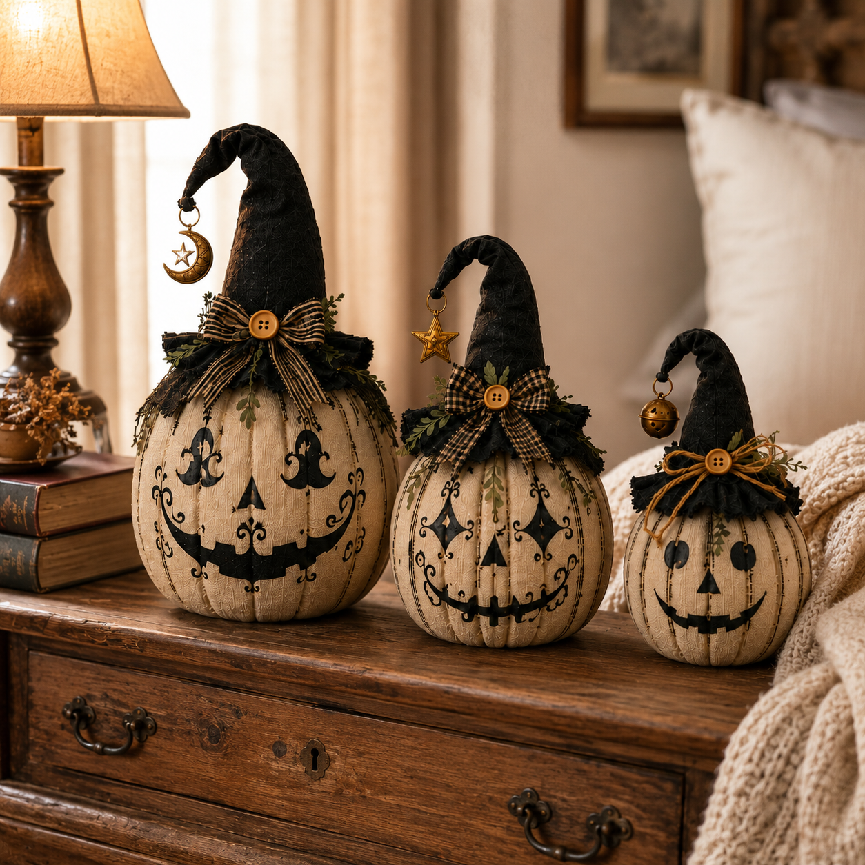 Vintage Witch Pumpkin Trio