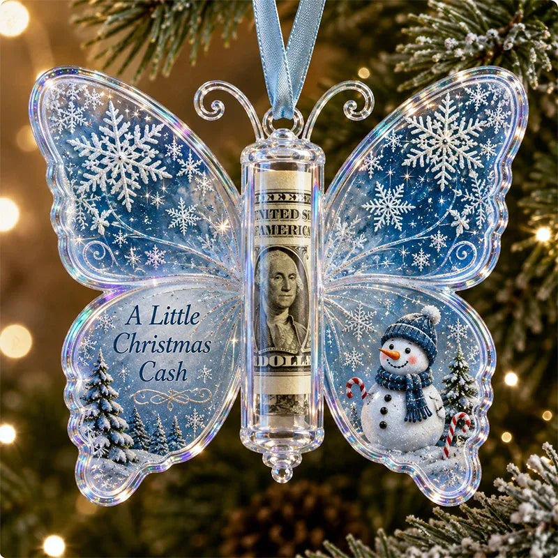 🎄🦋 Christmas Cash Gift Butterfly Ornament – Holiday Money Holder Keepsake 💵✨