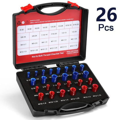 🔥 🔩44Pcs Alloy Nut & Bolt Thread Size Checker Kit