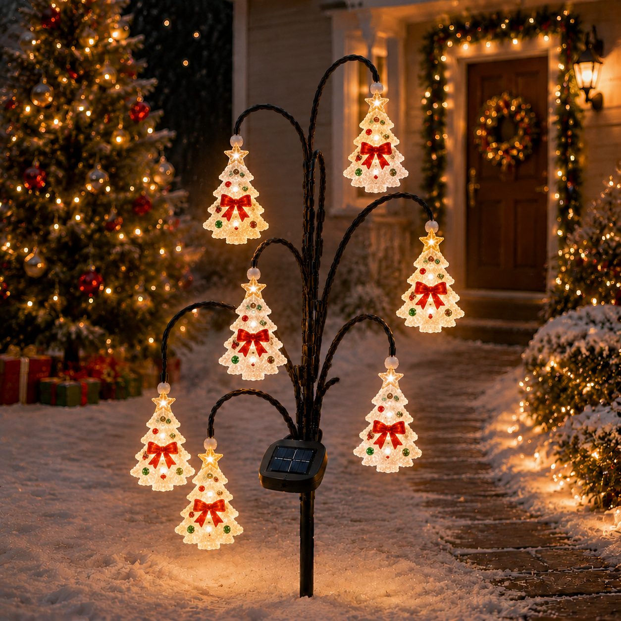 🎄 Christmas Solar Tree Stake Lights | 5 Styles Outdoor Yard Decor