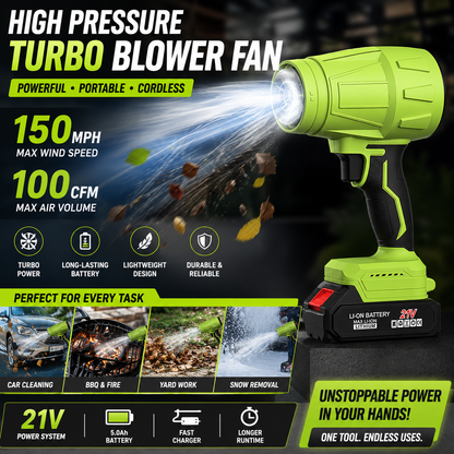 Green Blower [2000g]  [21V] 1200 Capacity, 5 Batteries, 1 Charger + Carton