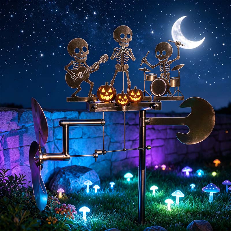 ⚡️🔥50% Off Last Day⚡️Halloween Skeleton Metal Drummer Kinetic Wind Spinner