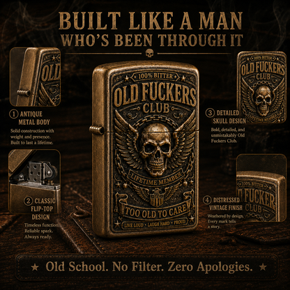 ☠️ Old Fuckers Club Vintage Lighter | 2026 Limited Edition Collectible Metal Lighter