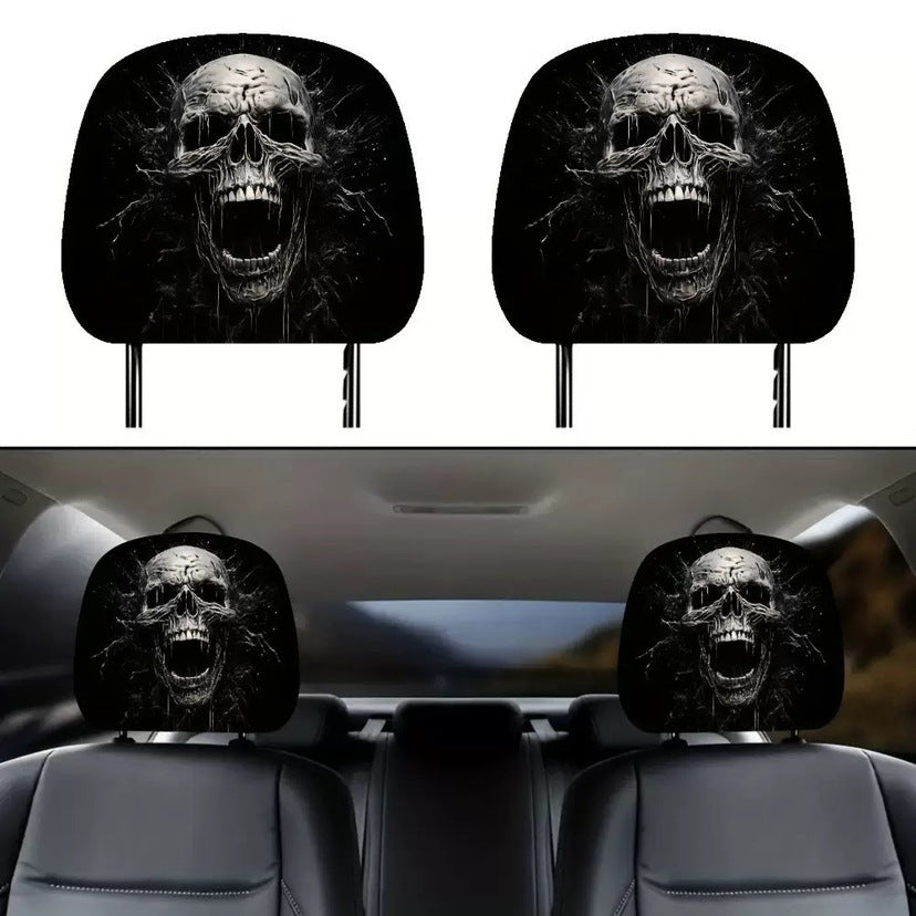Funny Cartoon Car Headrest Covers – 2PCS Universal Fit