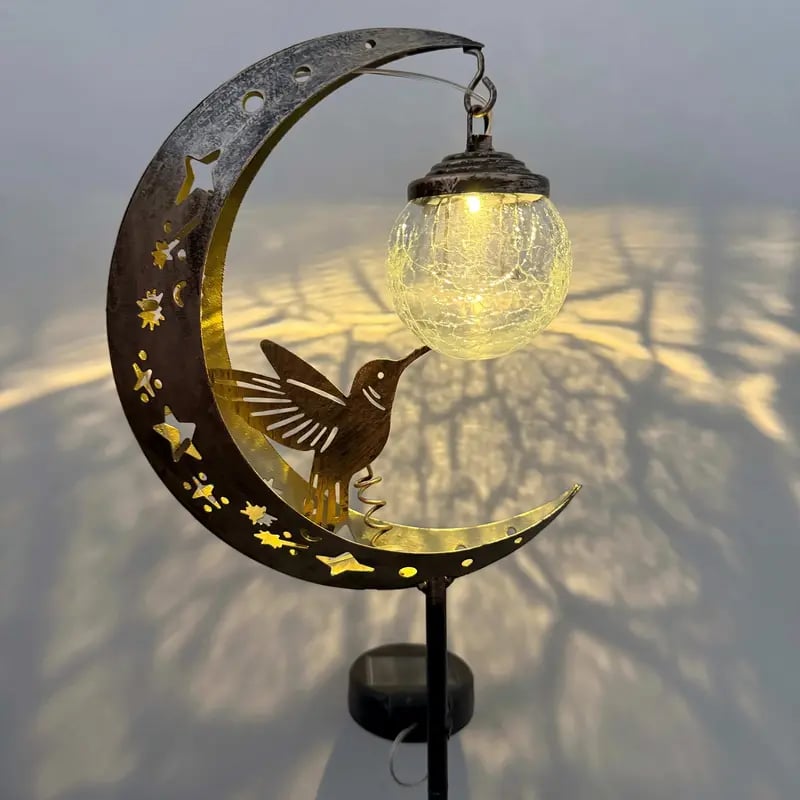 🌙✨Hummingbird Moon Solar Garden Stake Light