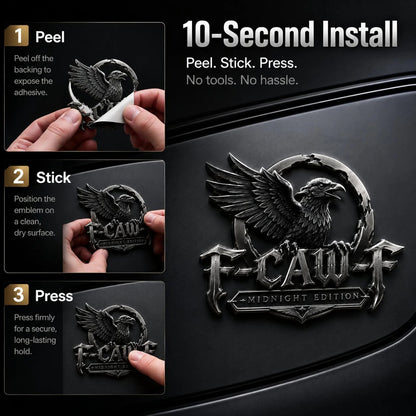 🦅 F-CAW-F™ Midnight Edition Metal Emblem - Premium Raven Badge For Drivers With Attitude