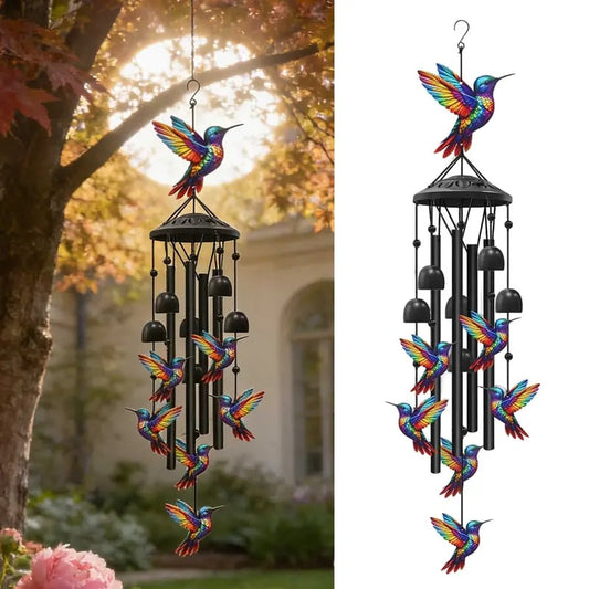 🐦Vintage Colorful Hummingbird Wind Chime with Metal Tubes and Bells