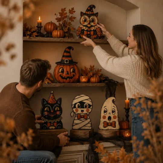 👻🔥Vintage Halloween Wooden Character Tabletop Deco