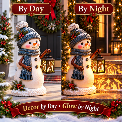 ⛄ Solar Snowman Nativity Projection Light – Christmas Porch & Step Decor