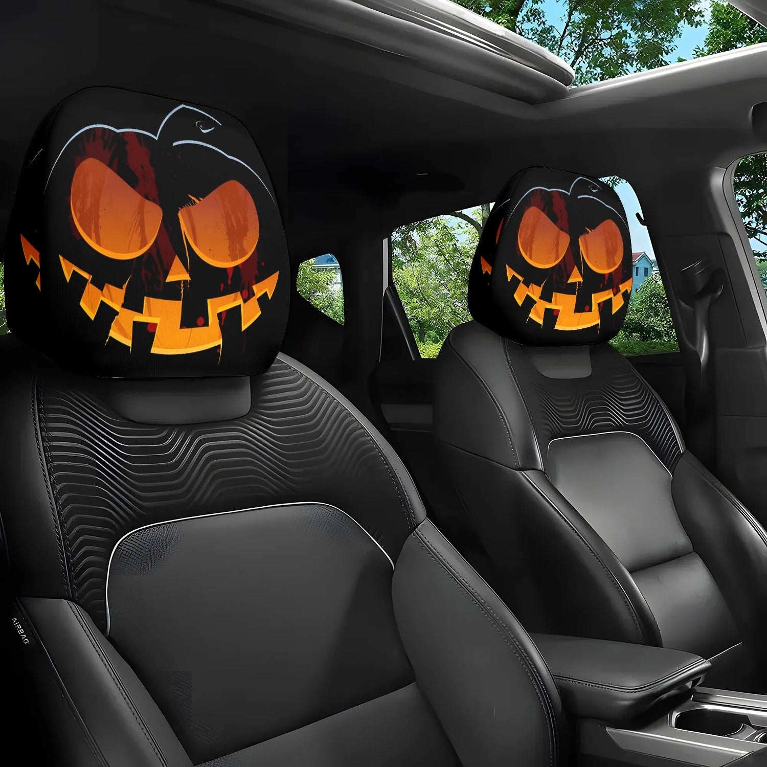 Funny Cartoon Car Headrest Covers – 2PCS Universal Fit