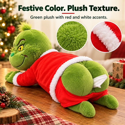 🎁Last Day 49% OFF🔥🎄Grinch Plush Tissue Box Cover | Funny Christmas Grinch Tissue Holder, Festive Home Decor & Novelty Holiday Gift