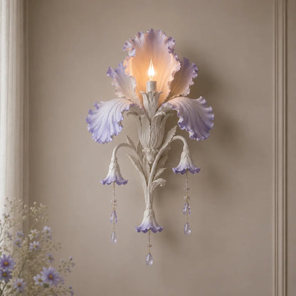 Enchanted Iris Bloom Wall Sconce