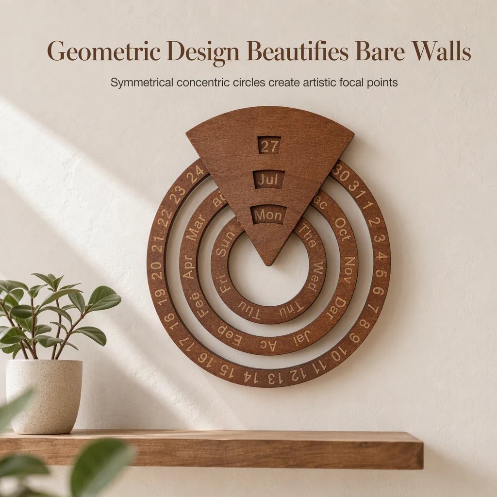 ⏳Time-Limited Special⏰Circular Wooden Rotating Perpetual Calendar Wall Hanging Decoration