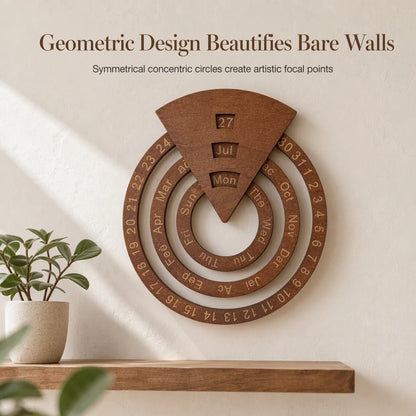 ⏳Time-Limited Special⏰Circular Wooden Rotating Perpetual Calendar Wall Hanging Decoration