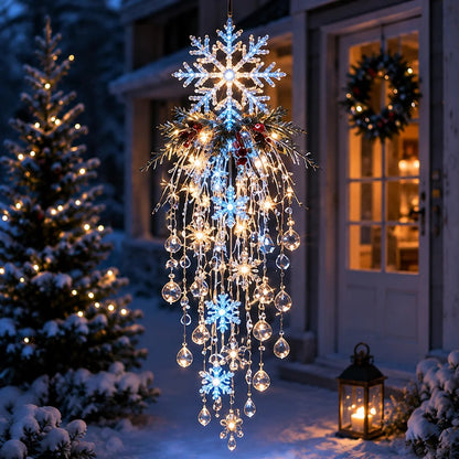 Crystal Cascade Christmas Light™ – Hängende LED-Veranda-Deko: Schneeflocke & Kristalle ✨❄️