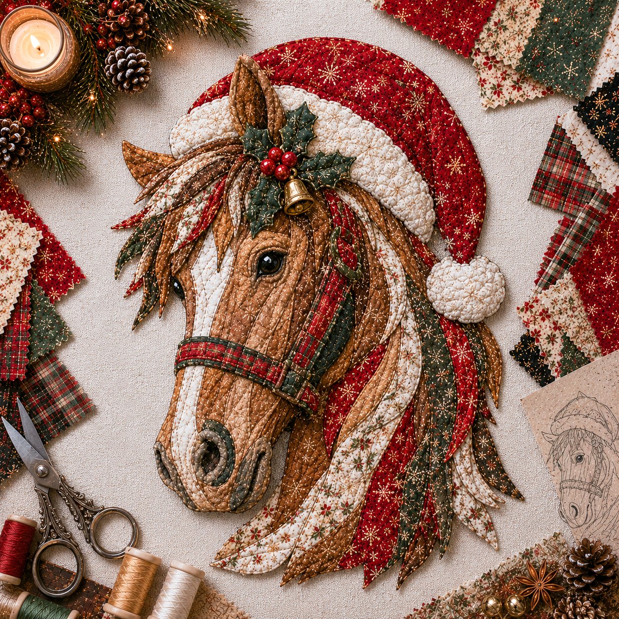 🔥LAST DAY 50% OFF - 🎅Christmas Patchwork Fabric DIY Decor Kit – Stunning Results, Zero Experience Needed