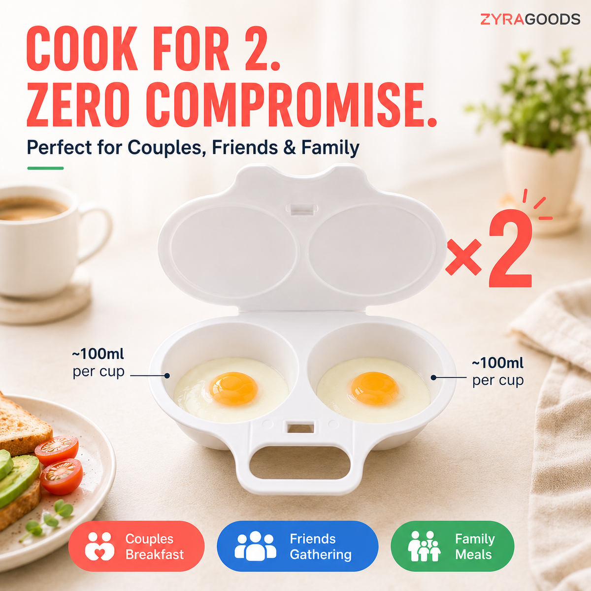 🥚Microwave Egg Poacher with Lid & Handle