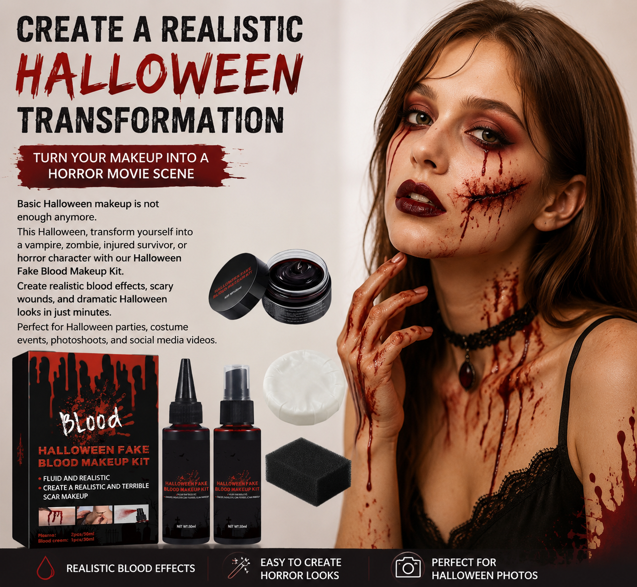 Halloween Fake Blood Makeup Kit 🩸🎃