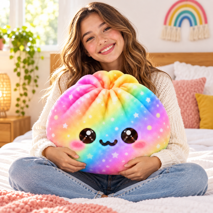 🌈 Limited-Time Sale | Rainbow Galaxy Dumpling Cuddle Pillow – Soft 40 × 40CM Plush Gift