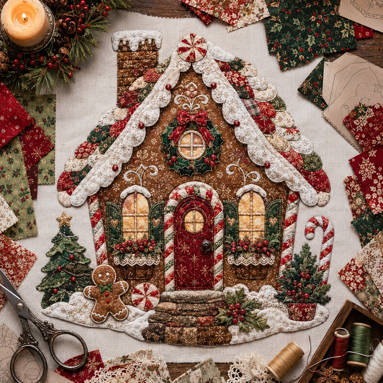 🔥LAST DAY 50% OFF - 🎅Christmas Patchwork Fabric DIY Decor Kit – Stunning Results, Zero Experience Needed