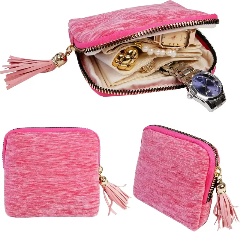 Jewelry zippered pocket case Travel Jewelry Bag Portable Organizer