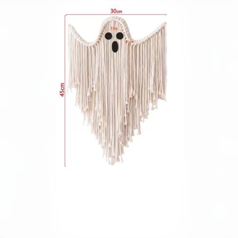 👻Handcrafted Woven Halloween Ghost Wall Decor - Cute Boho Hanging Ghost Decoration for Front Door, Porch & Indoor Home🎃